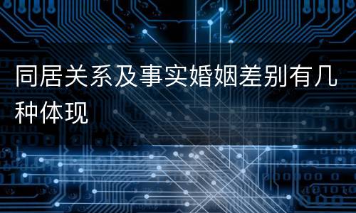 同居关系及事实婚姻差别有几种体现