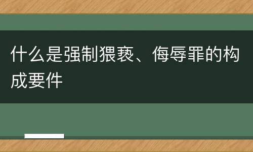 什么是强制猥亵、侮辱罪的构成要件