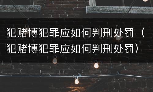 犯赌博犯罪应如何判刑处罚（犯赌博犯罪应如何判刑处罚）