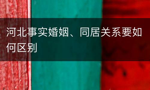 河北事实婚姻、同居关系要如何区别