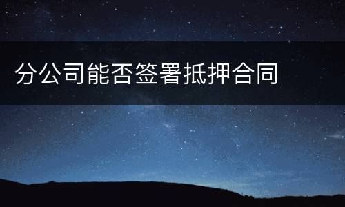 分公司能否签署抵押合同