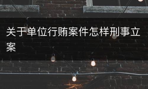 关于单位行贿案件怎样刑事立案
