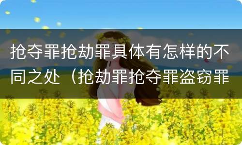 抢夺罪抢劫罪具体有怎样的不同之处（抢劫罪抢夺罪盗窃罪的区别）