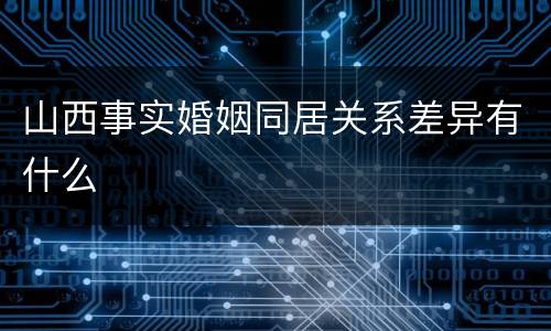 山西事实婚姻同居关系差异有什么