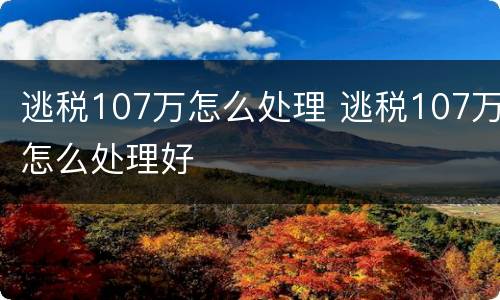 逃税107万怎么处理 逃税107万怎么处理好