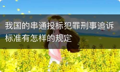 我国的串通投标犯罪刑事追诉标准有怎样的规定