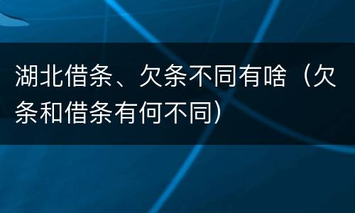 湖北借条、欠条不同有啥（欠条和借条有何不同）