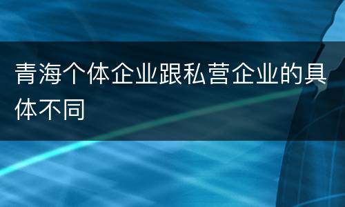 青海个体企业跟私营企业的具体不同