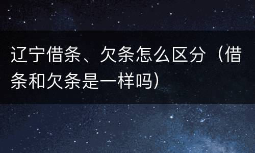 辽宁借条、欠条怎么区分（借条和欠条是一样吗）
