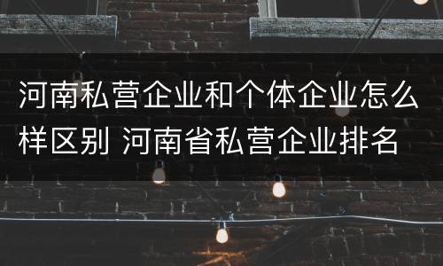 河南私营企业和个体企业怎么样区别 河南省私营企业排名