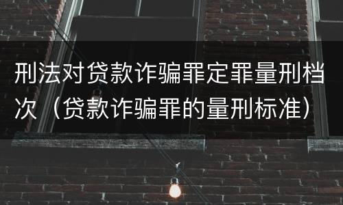 刑法对贷款诈骗罪定罪量刑档次（贷款诈骗罪的量刑标准）