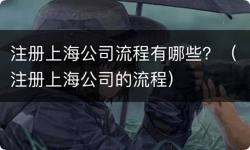 注册上海公司流程有哪些？（注册上海公司的流程）