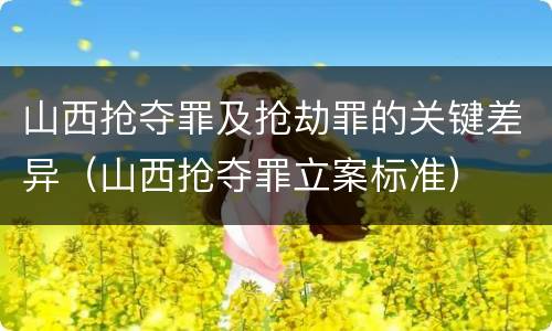 山西抢夺罪及抢劫罪的关键差异（山西抢夺罪立案标准）