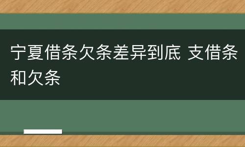 宁夏借条欠条差异到底 支借条和欠条