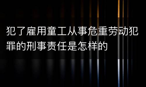 犯了雇用童工从事危重劳动犯罪的刑事责任是怎样的
