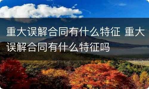 重大误解合同有什么特征 重大误解合同有什么特征吗
