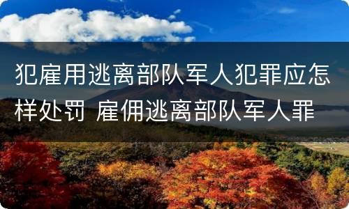 犯雇用逃离部队军人犯罪应怎样处罚 雇佣逃离部队军人罪