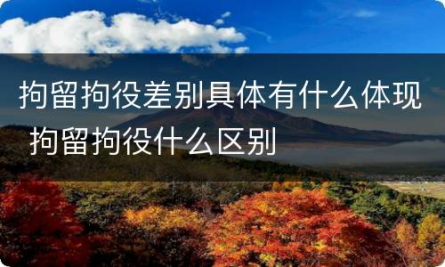 拘留拘役差别具体有什么体现 拘留拘役什么区别