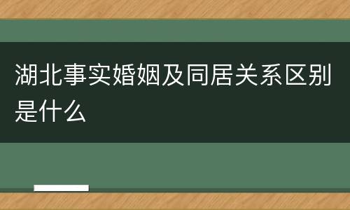 湖北事实婚姻及同居关系区别是什么