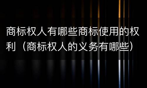 商标权人有哪些商标使用的权利（商标权人的义务有哪些）