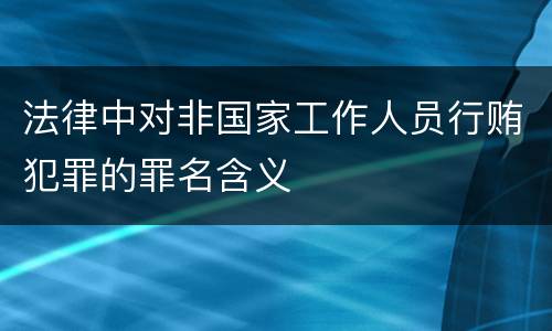 法律中对非国家工作人员行贿犯罪的罪名含义