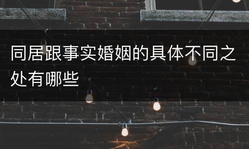 同居跟事实婚姻的具体不同之处有哪些