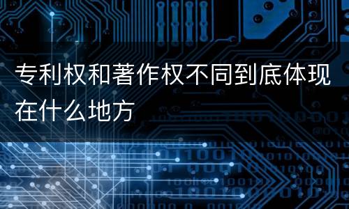 专利权和著作权不同到底体现在什么地方