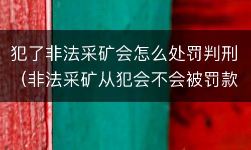 犯了非法采矿会怎么处罚判刑（非法采矿从犯会不会被罚款）