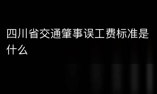 四川省交通肇事误工费标准是什么