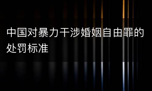中国对暴力干涉婚姻自由罪的处罚标准