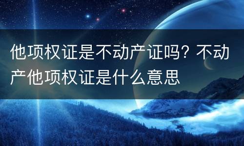 他项权证是不动产证吗? 不动产他项权证是什么意思