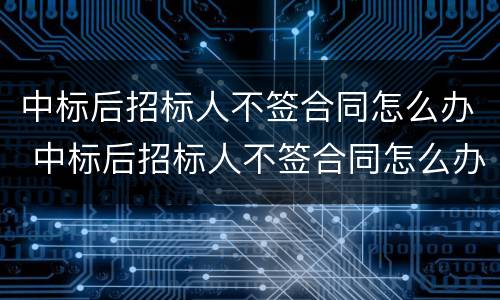 中标后招标人不签合同怎么办 中标后招标人不签合同怎么办呢
