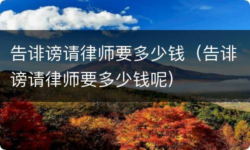 告诽谤请律师要多少钱（告诽谤请律师要多少钱呢）