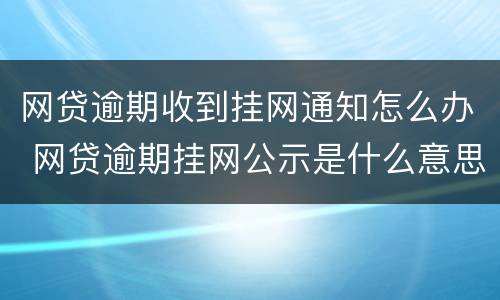 网贷逾期收到挂网通知怎么办 网贷逾期挂网公示是什么意思