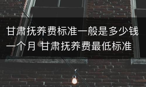 甘肃抚养费标准一般是多少钱一个月 甘肃抚养费最低标准