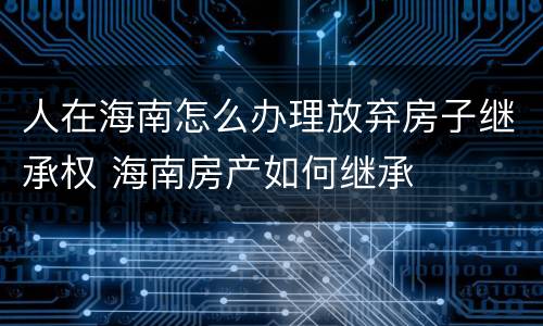 人在海南怎么办理放弃房子继承权 海南房产如何继承