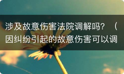 涉及故意伤害法院调解吗？（因纠纷引起的故意伤害可以调解吗）