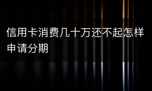 信用卡消费几十万还不起怎样申请分期