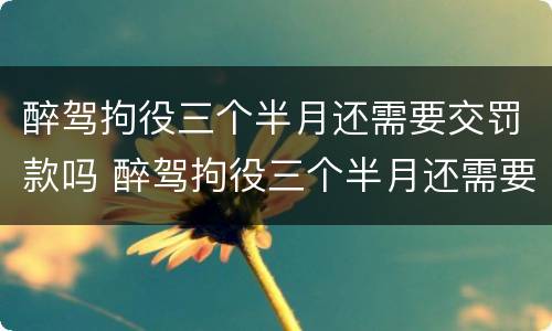 醉驾拘役三个半月还需要交罚款吗 醉驾拘役三个半月还需要交罚款吗多少钱