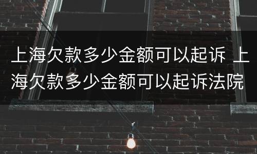 上海欠款多少金额可以起诉 上海欠款多少金额可以起诉法院