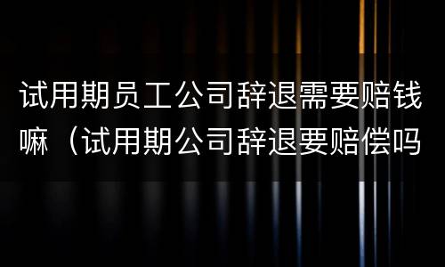 试用期员工公司辞退需要赔钱嘛（试用期公司辞退要赔偿吗）