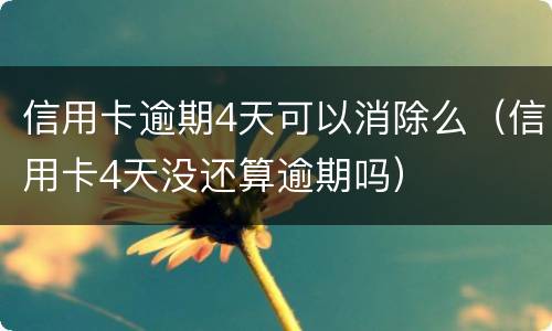 信用卡逾期4天可以消除么（信用卡4天没还算逾期吗）