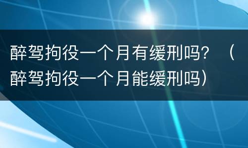 醉驾拘役一个月有缓刑吗？（醉驾拘役一个月能缓刑吗）