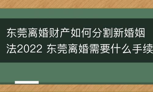 东莞离婚财产如何分割新婚姻法2022 东莞离婚需要什么手续费吗