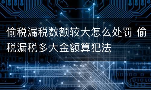 偷税漏税数额较大怎么处罚 偷税漏税多大金额算犯法