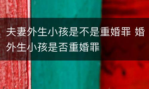 夫妻外生小孩是不是重婚罪 婚外生小孩是否重婚罪