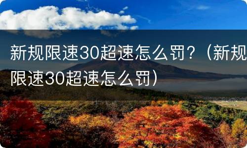 新规限速30超速怎么罚?（新规限速30超速怎么罚）