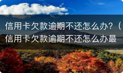 信用卡欠款逾期不还怎么办?（信用卡欠款逾期不还怎么办最新规定）