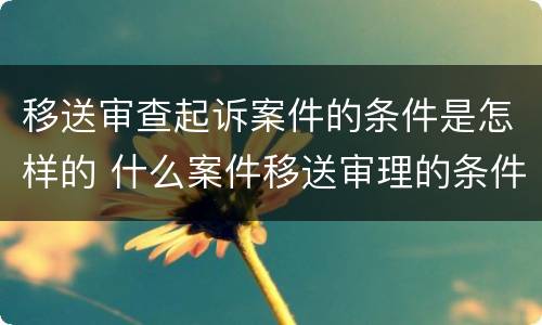 移送审查起诉案件的条件是怎样的 什么案件移送审理的条件