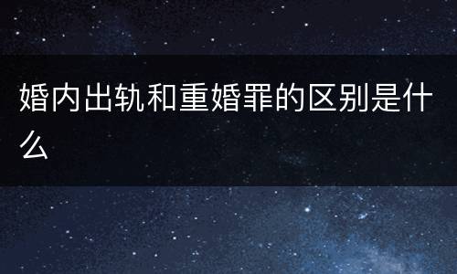 婚内出轨和重婚罪的区别是什么